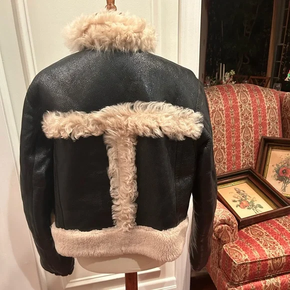 Helmut Lang Shearling Bomber Jacket. Sheep leather with fur trim - Picture 5 of 9